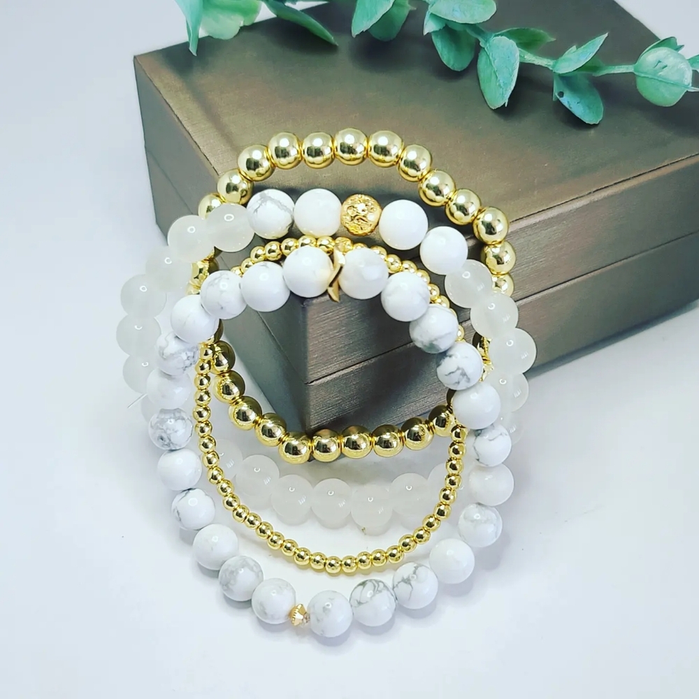 Howlite, Golden Hematite bracelets